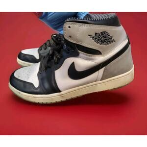 Jordan 1 Retro High OG Barons Sneakers SZ 10.5 Black Gray White Shoes 555088-104